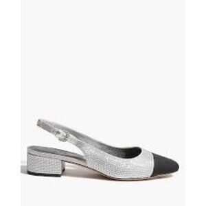 J Crew Rhinestone low-heel slingbacks Black Silver NIB New 9.5 $138